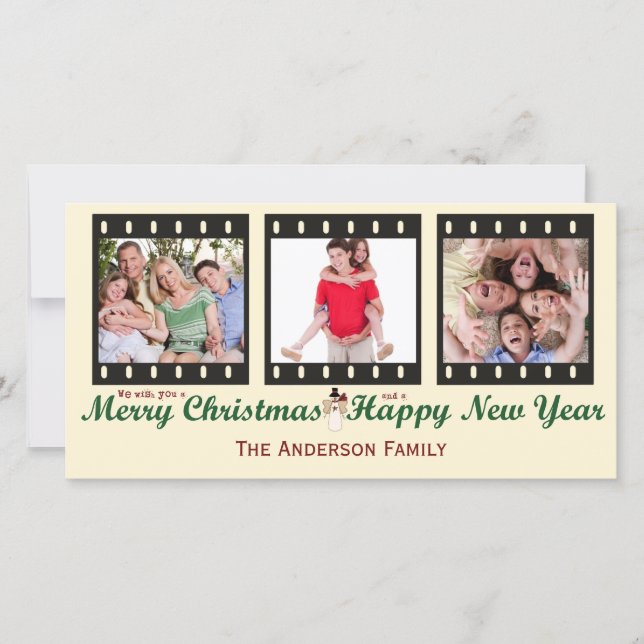 Vintage Felry Christmas Snowman Cartão com fotos (Frente)