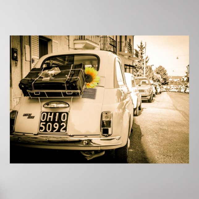 Vintage Fiat 500, Cinquecento, na Itália, Poster (Frente)
