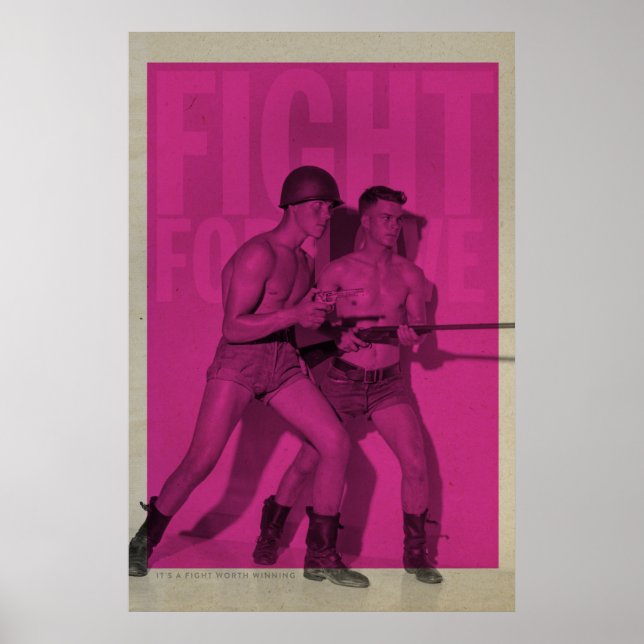 Vintage Fight For Love Orgulho Poster (Frente)