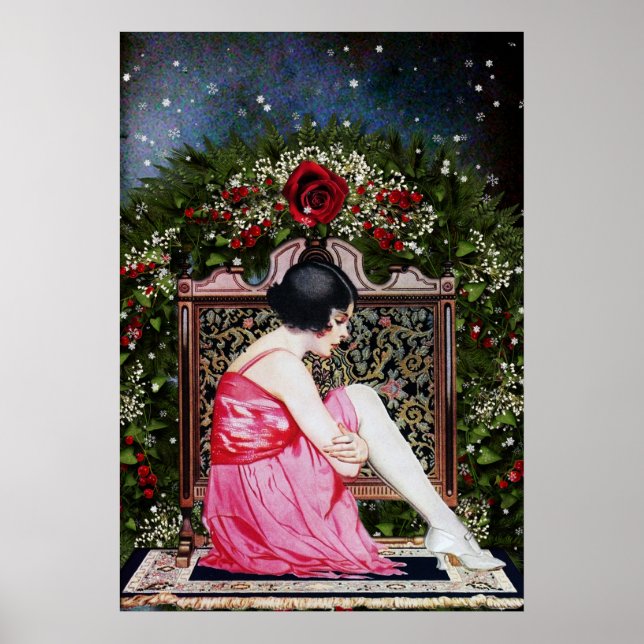 Vintage Flapper Poster de Natal (Frente)