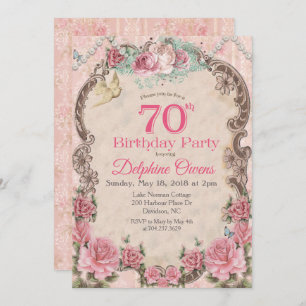 Vintage Floral 70 Birthday Convite