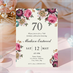 Vintage Floral 70 Birthday Convite