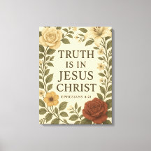 Vintage Floral "A Verdade Está Em Jesus" Canvas
