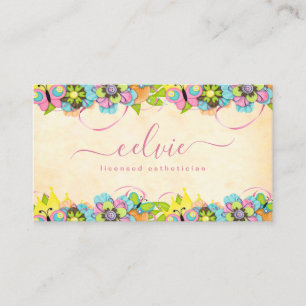 Vintage Floral adorável e colorido Cartão de visi