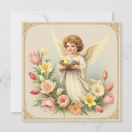 Vintage Floral Angel Páscoa Saudação Cartão de Fer