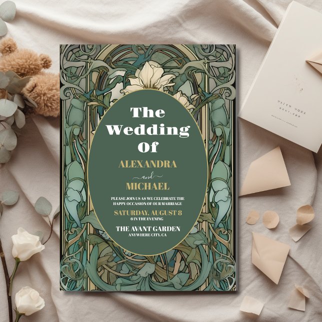 Vintage Floral Art Nouveau Casamento (Criador carregado)