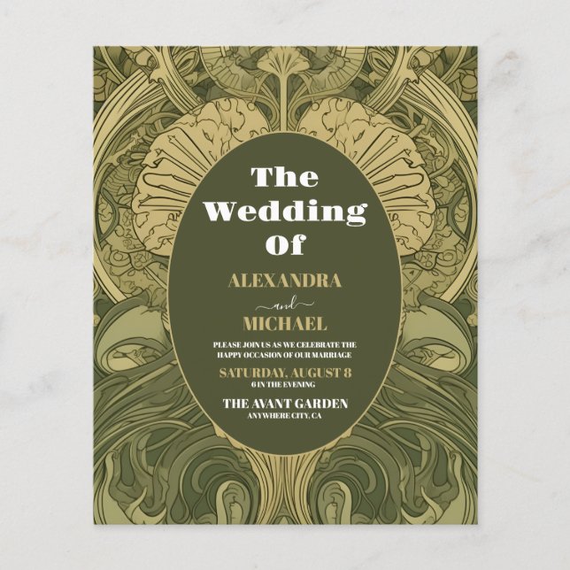 Vintage Floral Art Nouveau Casamento (Frente)