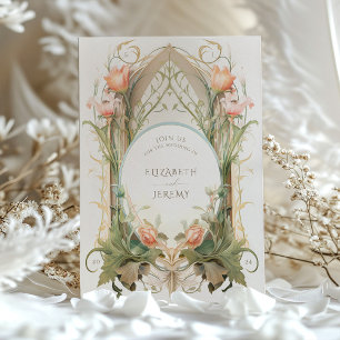Vintage Floral Art Nouveau Convite Para Casamento