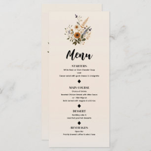 Vintage Floral Bohemian Menu Casamento