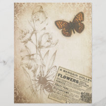 Vintage Floral Butterfly Escrapbook Ephemera