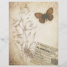 Vintage Floral Butterfly Escrapbook Ephemera