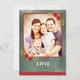 Vintage Floral Cartões de foto de Natal Chalkboard