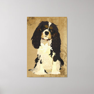 Vintage Floral Cavalier King Charles Canvas