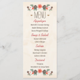 Vintage Floral Christmas Pine Cone Menu