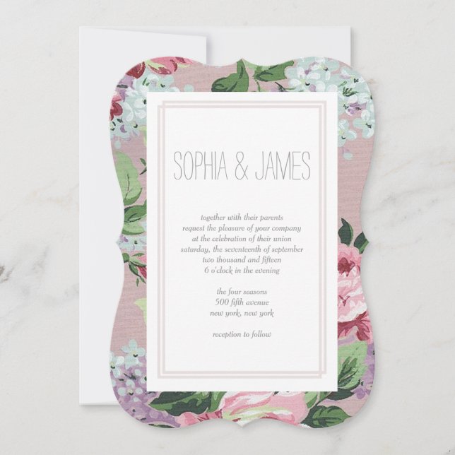 Vintage Floral | Convite De Casamento (Frente)