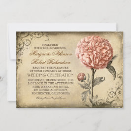 Vintage Floral - Convites para Casamento de Penas