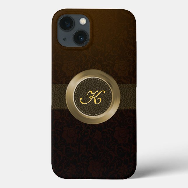 Vintage Floral Damasco/Couro Elegante/Dourado Meta (Verso)