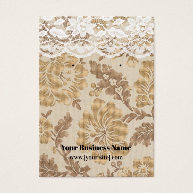 Vintage Floral Damask Lace Custom Earration Card (Frente)
