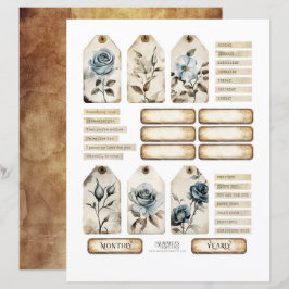 Vintage Floral Dusty Rosas Ephemera Conjunto