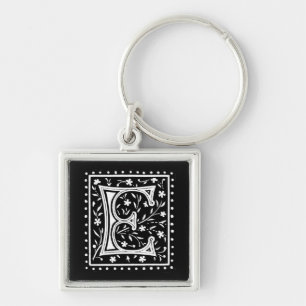 Vintage Floral "E" Monograma - Chaveiro