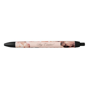 Vintage floral élégant caneta com tinta preta