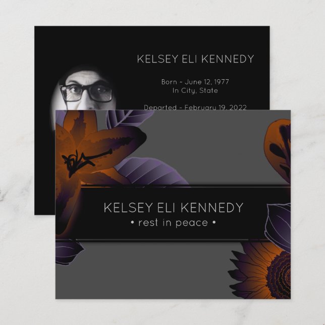 vintage floral elegante funeral (Frente/Verso)