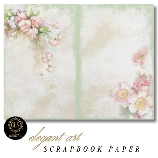 Vintage Floral Ephemera #8 Scrapbook Paper  (Decoupage Paper – Vintage Floral Ephemera 8)