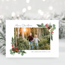 Vintage Floral Felry Cartão com fotos de Natal