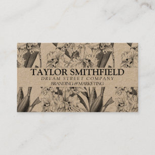 Vintage Floral Fine Line Cartão de visita