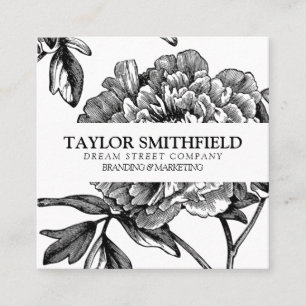 Vintage Floral Fine Line Cartão de visita