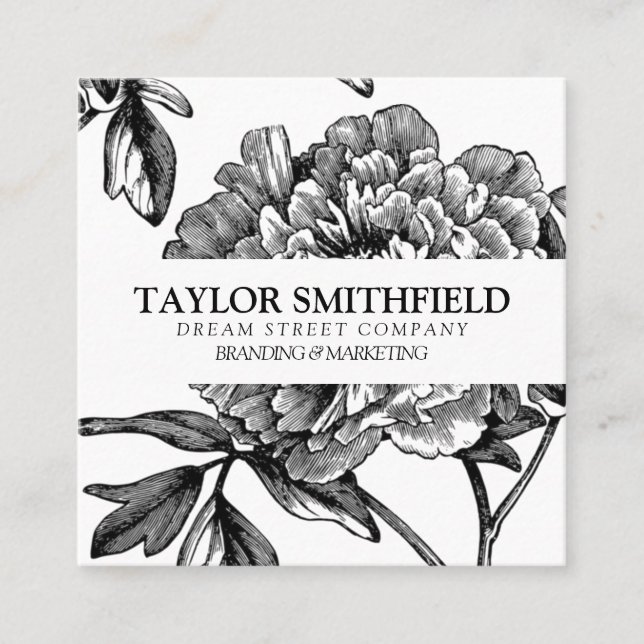 Vintage Floral Fine Line Cartão de visita (Frente)