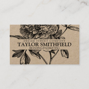 Vintage Floral Fine Line Cartão de visita