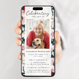 Vintage Floral Foto Funeral Convite Digital