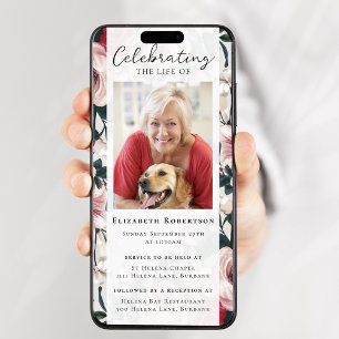 Vintage Floral Foto Funeral Convite Digital