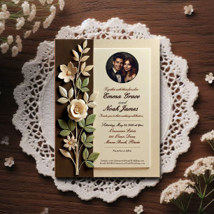 Vintage Floral Frame Wedation Convite