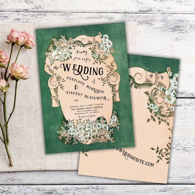 Vintage Floral Frame Wedation Convite (Criador carregado)