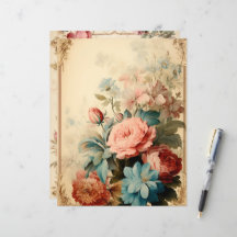 Vintage Floral Frames Scrapbook Paper