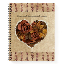 Vintage Floral Heart com Rosas Rustic Brown