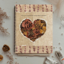 Vintage Floral Heart com Rosas Rustic Brown