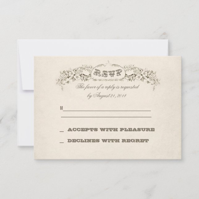 vintage floral Heart, design rsvp (Frente)