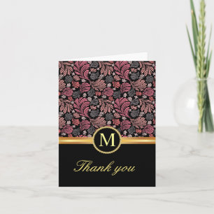 Vintage Floral Monograma Obrigado Cartões
