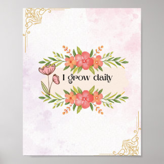 Vintage Floral Motivational Quote Impressão