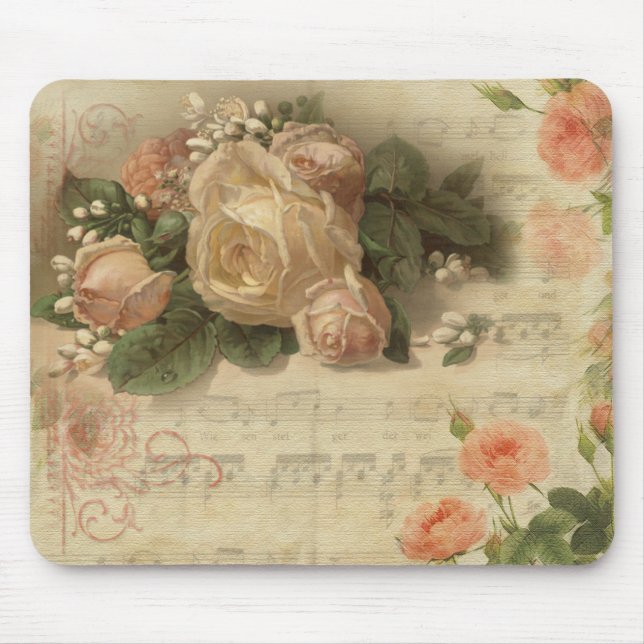 Vintage Floral Mousepad Romático (Frente)