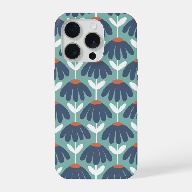 Vintage Floral Pattern Blue & Red (Verso)