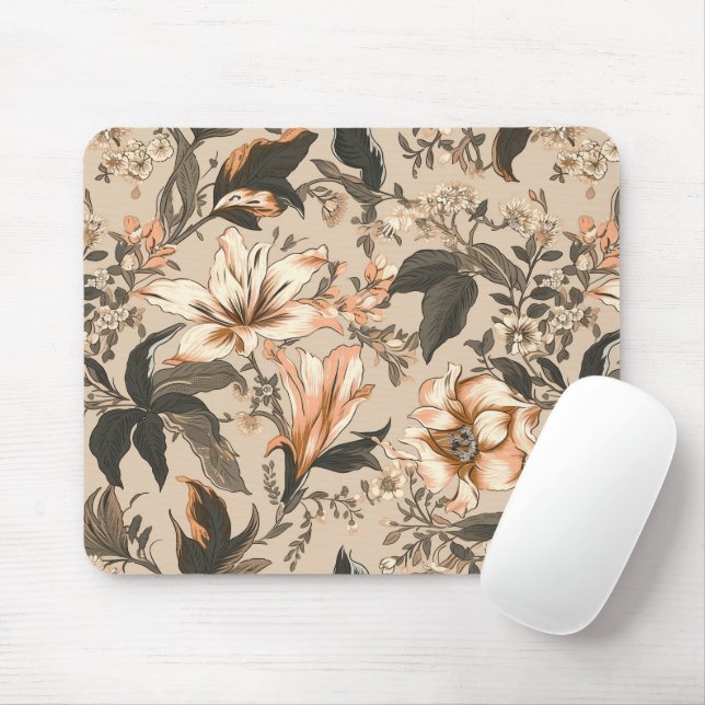 Vintage Floral Pattern Mousepad (Com mouse)