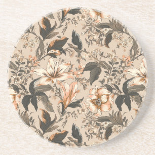 Vintage Floral Pattern Sandstone Porta copos