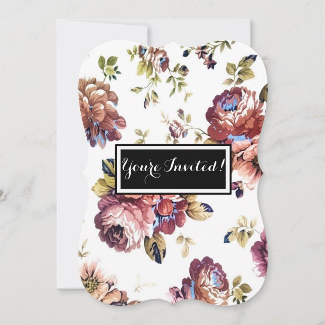 Vintage Floral Patterno Convite para Dia de as mãe (Frente)
