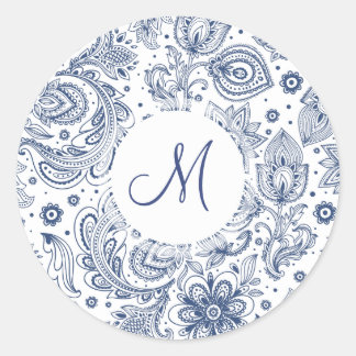 Vintage Floral Patterno Monograma com Adesivo redo