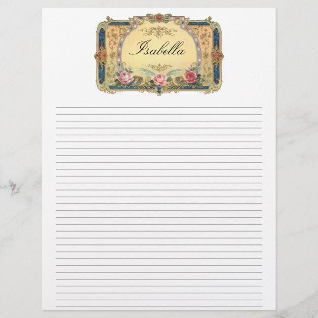 Vintage Floral Personelizado Linked Letterhead (Frente)