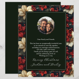 Vintage Floral Photo Christmas Letter Paper